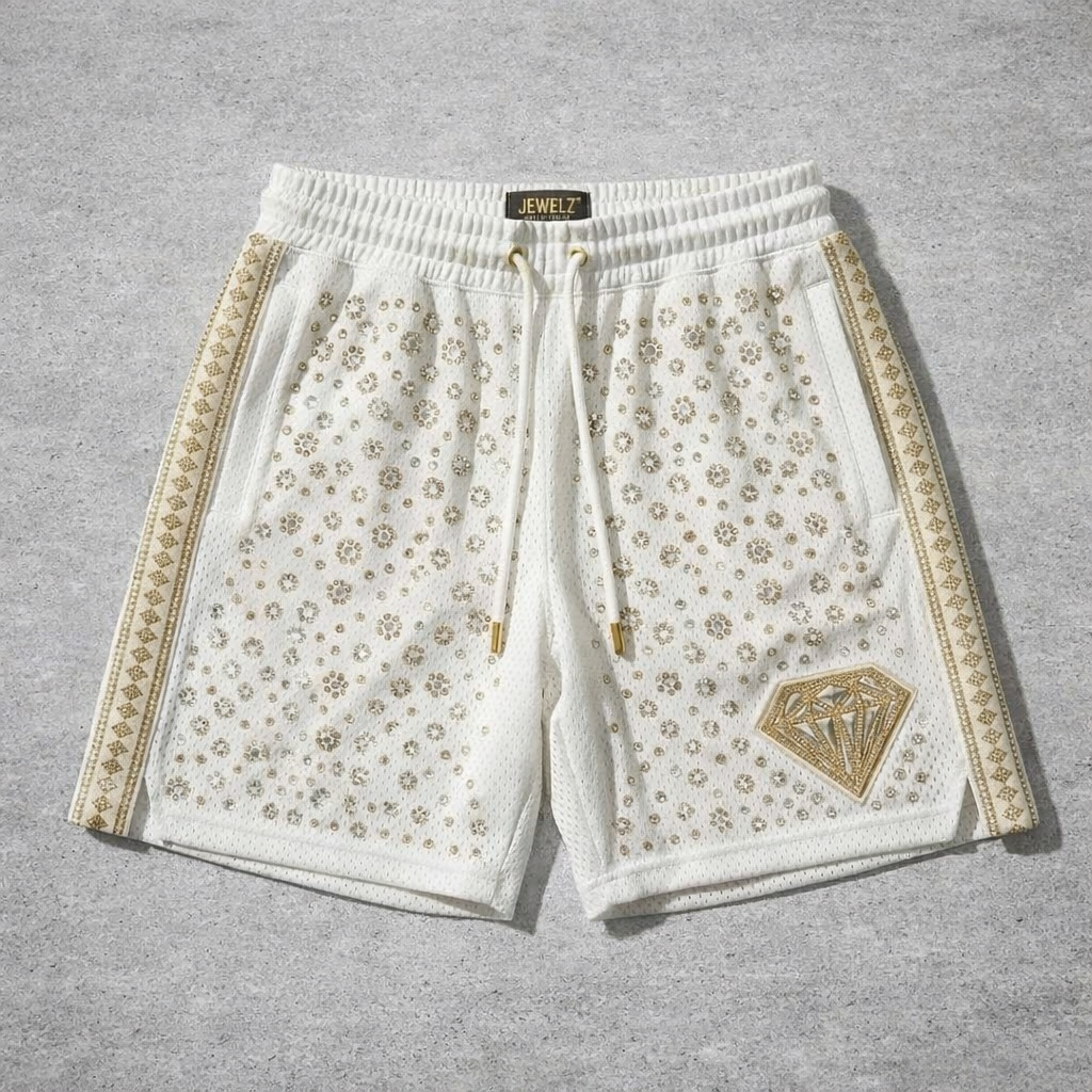 Diamond League - Embellished Mesh Shorts