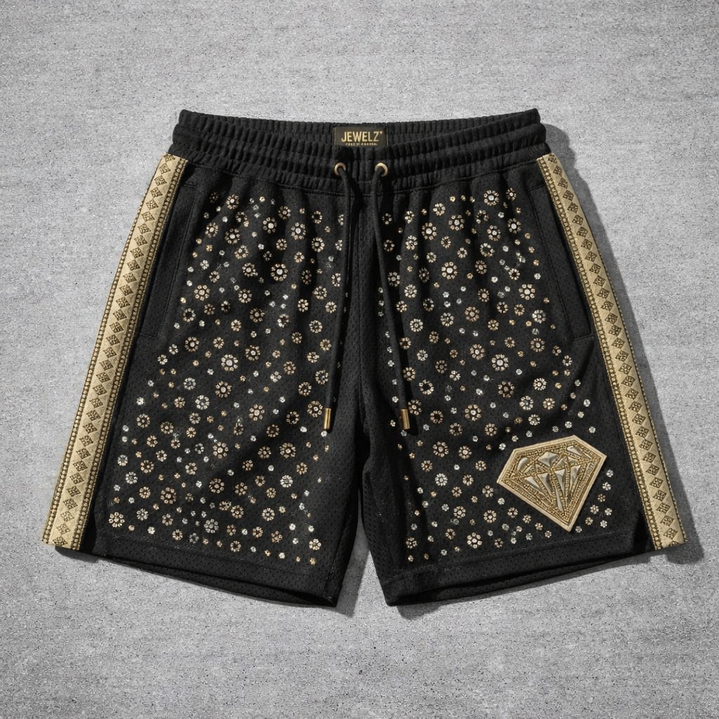 Diamond League - Embellished Mesh Shorts
