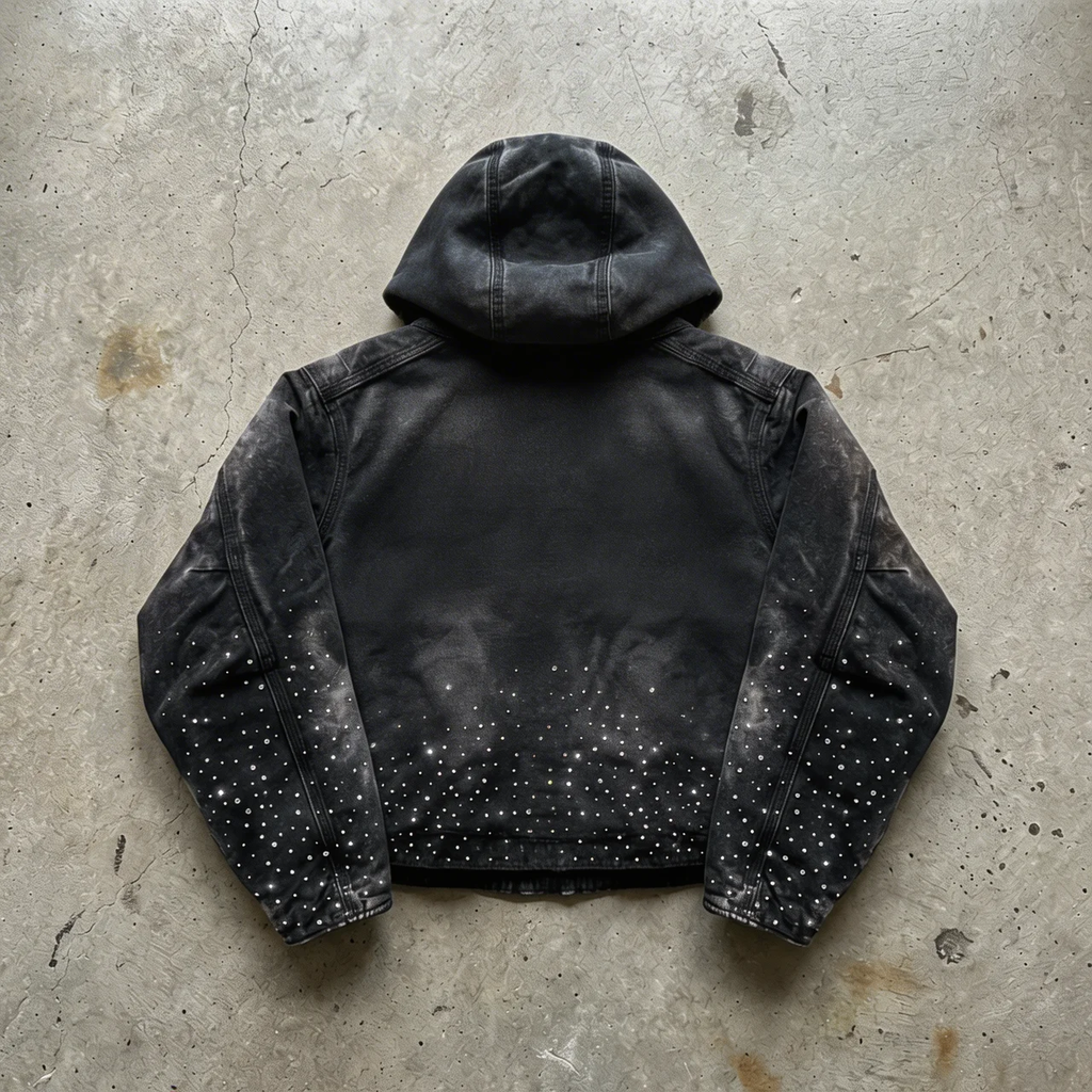 Midnight Varsity - Distressed Embellished Hoodie