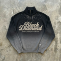 Black Diamond - Rhinestone Ombre Quarter Zip Sweater