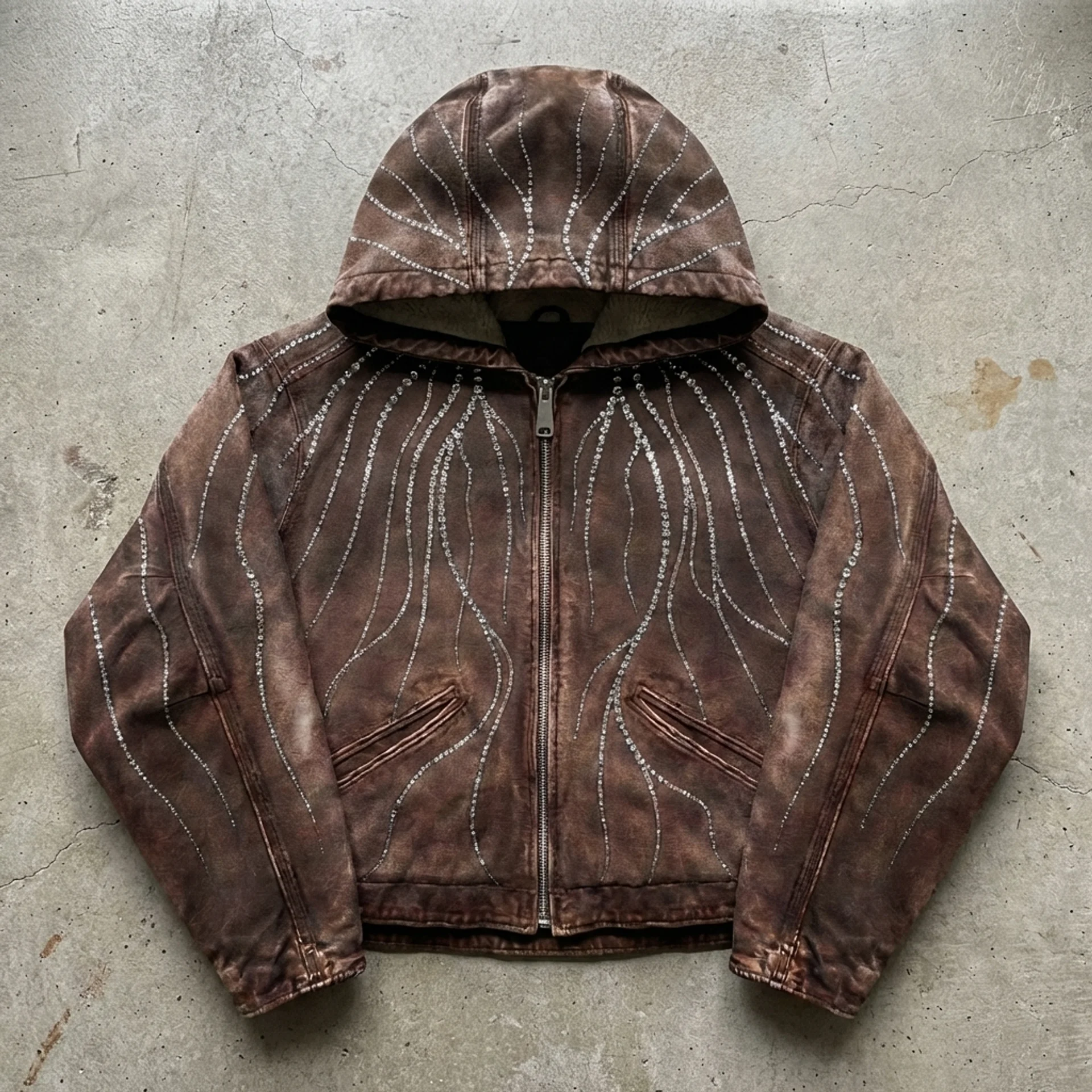 Desert Flame - Distressed Rhinestone Hoodie