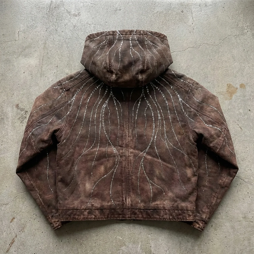 Desert Flame - Distressed Rhinestone Hoodie