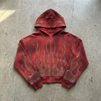 Inferno Drip - Rhinestone Flame Hoodie