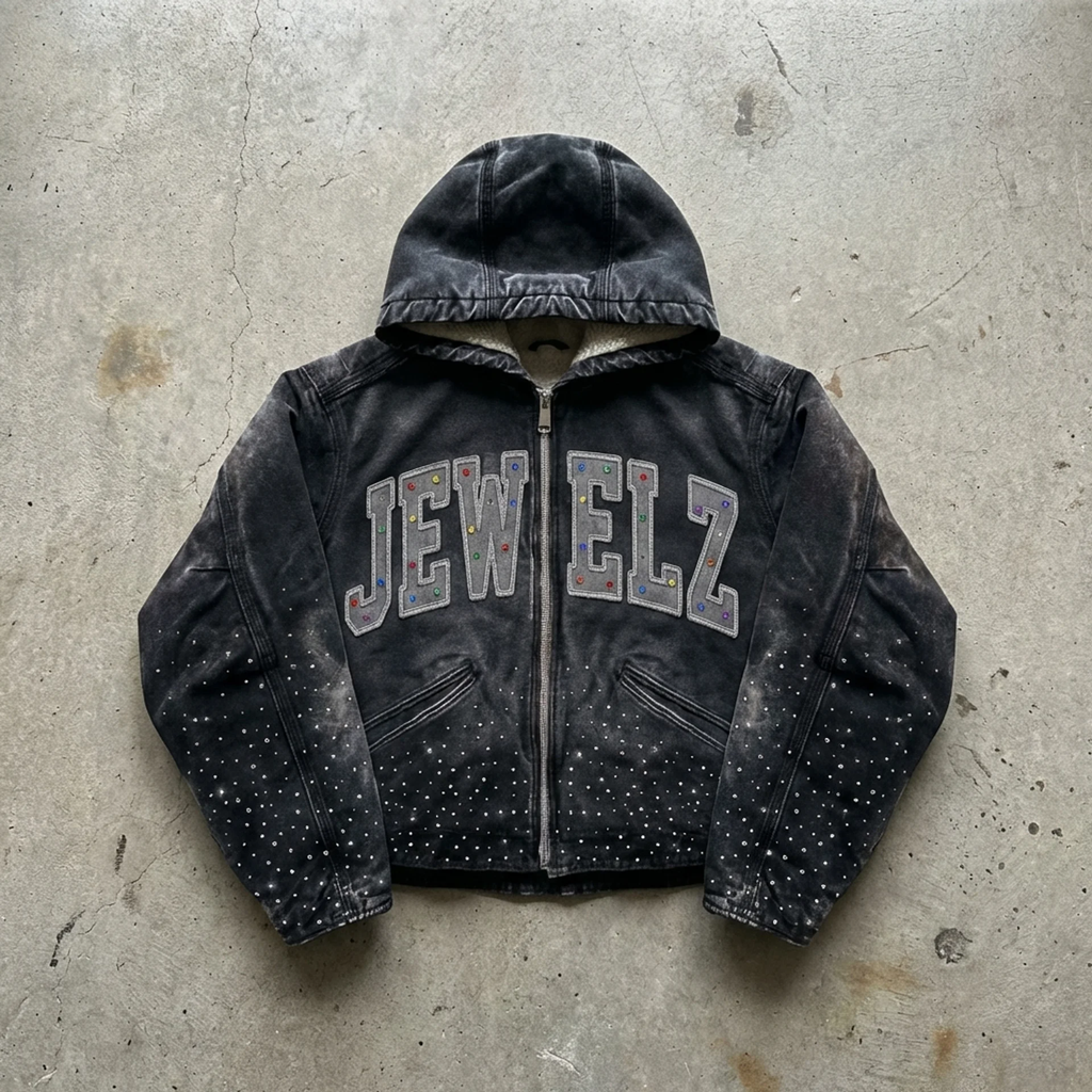 Midnight Varsity - Distressed Embellished Hoodie