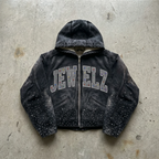 Midnight Varsity - Distressed Embellished Hoodie