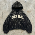 Eternal Flame - Rhinestone Black Zip Hoodie