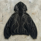 Eternal Flame - Rhinestone Black Zip Hoodie